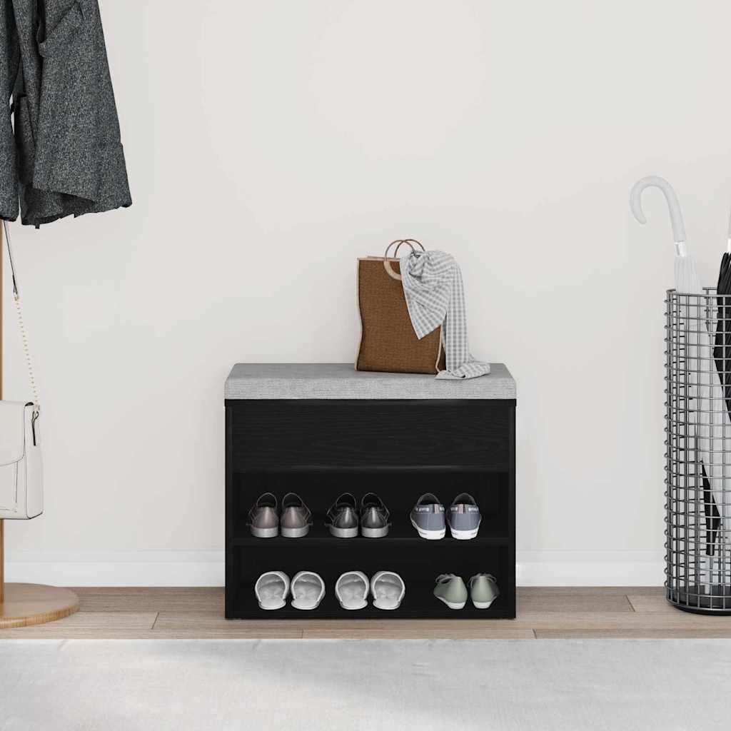 Banc à chaussures Chêne noir 60 x 30 x 45 cm Bois d'ingénierie - XIOS