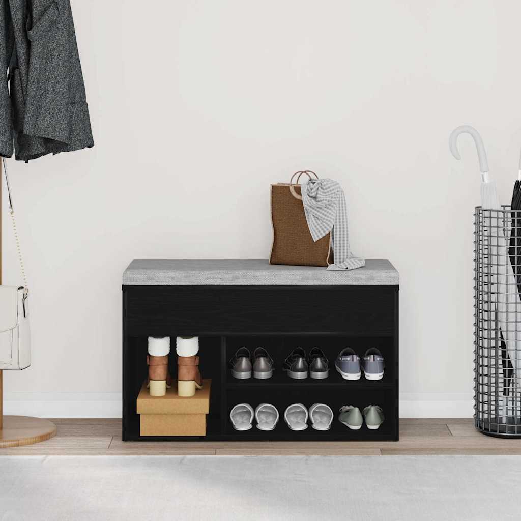 Banc à chaussures Chêne noir 80 x 30 x 45 cm Bois d'ingénierie - XIOS