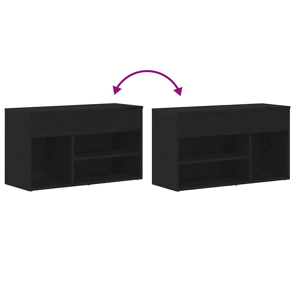 Banc à chaussures Chêne noir 80 x 30 x 45 cm Bois d'ingénierie - XIOS