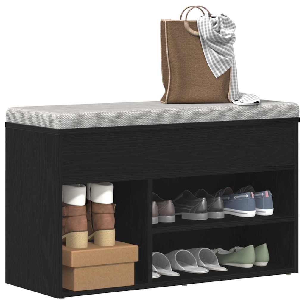 Banc à chaussures Chêne noir 80 x 30 x 45 cm Bois d'ingénierie - XIOS