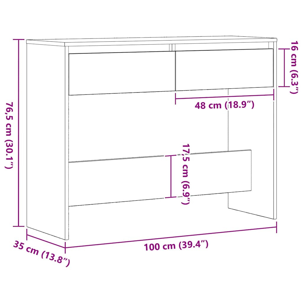 Table console Chêne noir 100 x 35 x 76,5 cm Bois d'ingénierie - XIOS