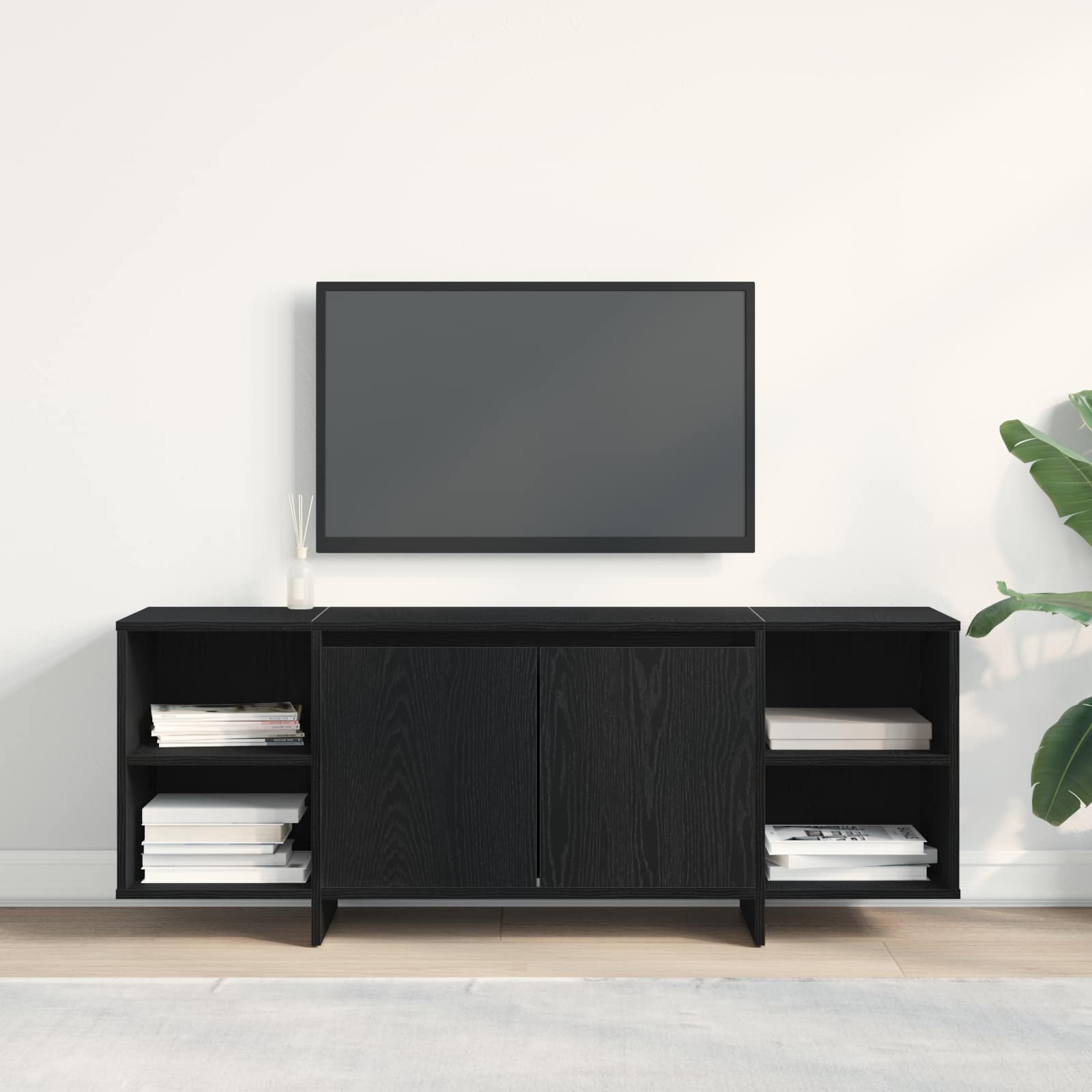 Meuble TV 130 x 35 x 50 cm Chêne noir Bois d'ingénierie