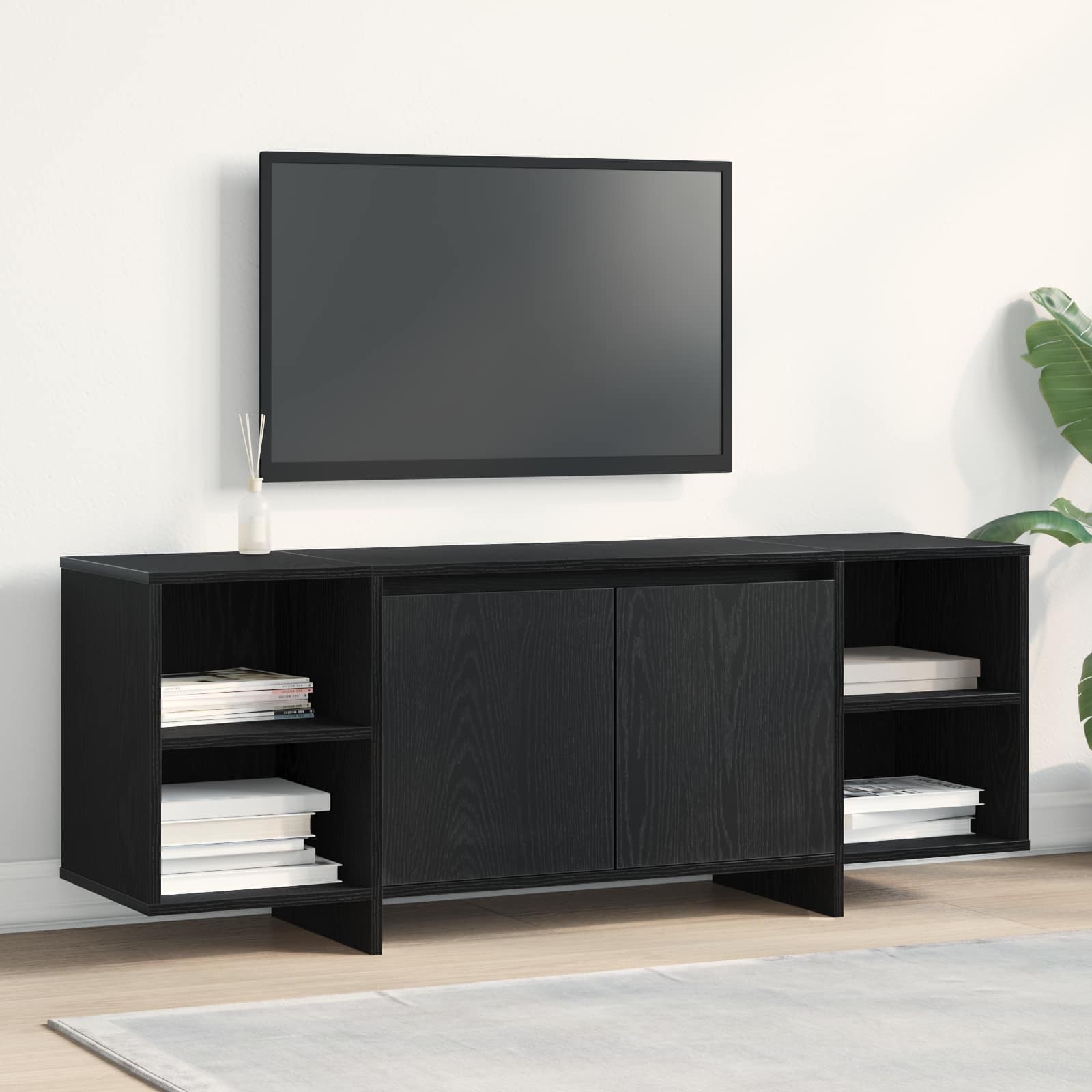 Meuble TV 130 x 35 x 50 cm Chêne noir Bois d'ingénierie