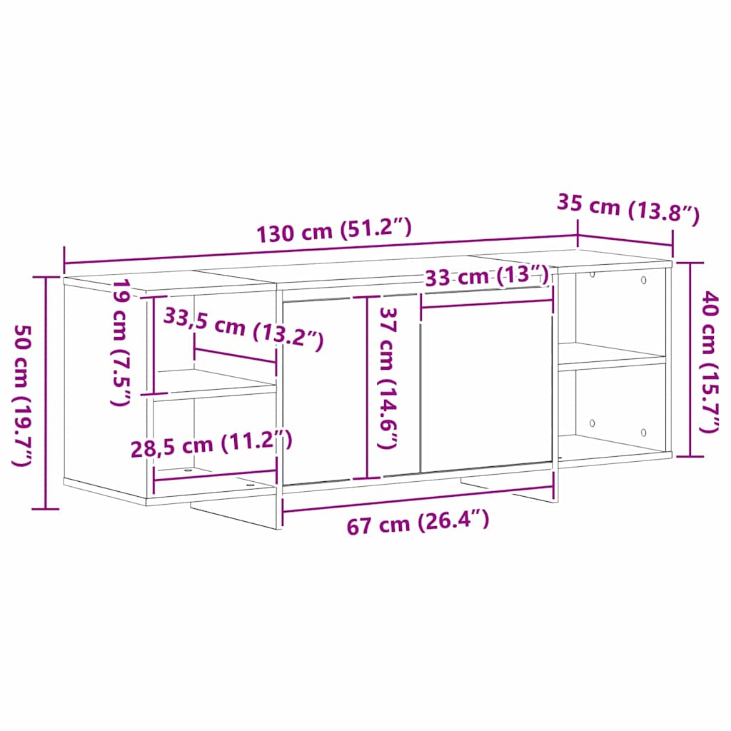 Meuble TV Chêne noir 120 x 30 x 40,5 cm Bois d'ingénierie - XIOS