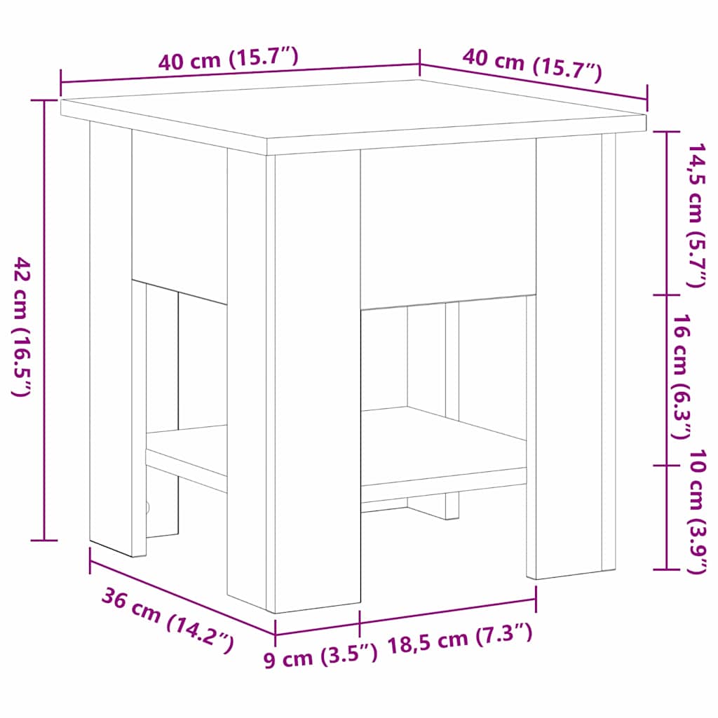Table basse Chêne noir 40 x 40 x 42 cm Bois d'ingénierie - XIOS