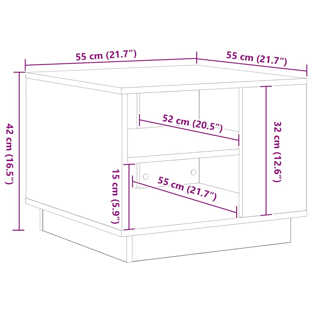 Table basse Chêne noir 55 x 55 x 42 cm Bois d'ingénierie - XIOS