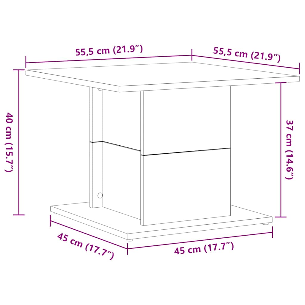Table basse Chêne noir 55.5 x 55.5 x 40 cm Bois d'ingénierie - XIOS
