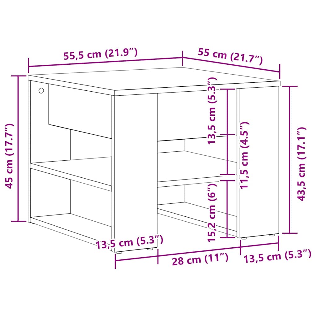 Table basse Chêne noir 55,5 x 55 x 45 cm Bois d'ingénierie - XIOS