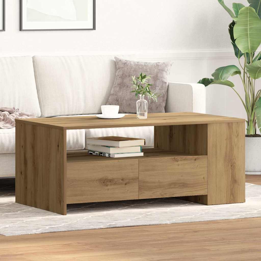 Table basse avec tiroir Chêne artisanal 102 x 55 x 43,5 cm - XIOS