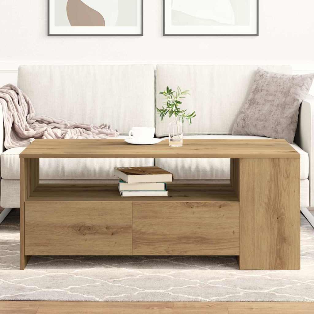 Table basse avec tiroir Chêne artisanal 102 x 55 x 43,5 cm - XIOS