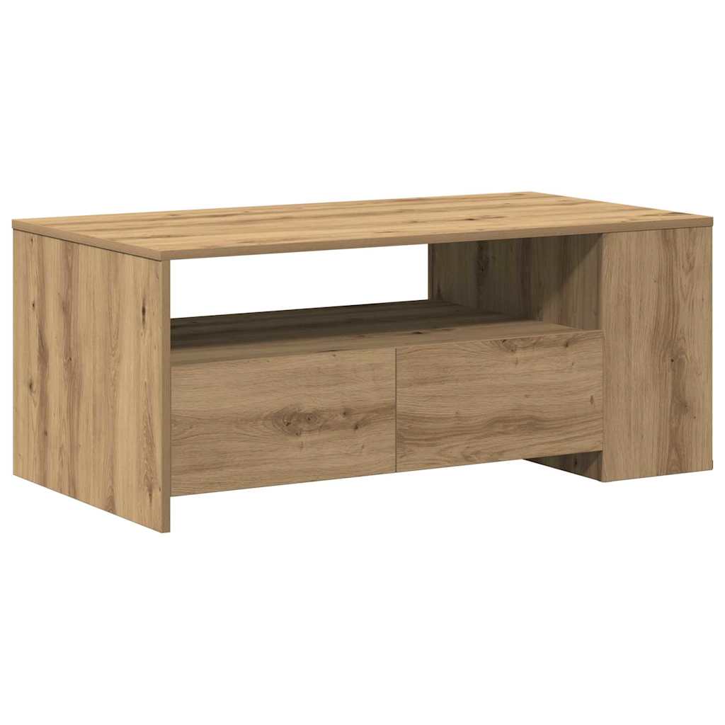 Table basse avec tiroir Chêne artisanal 102 x 55 x 43,5 cm - XIOS