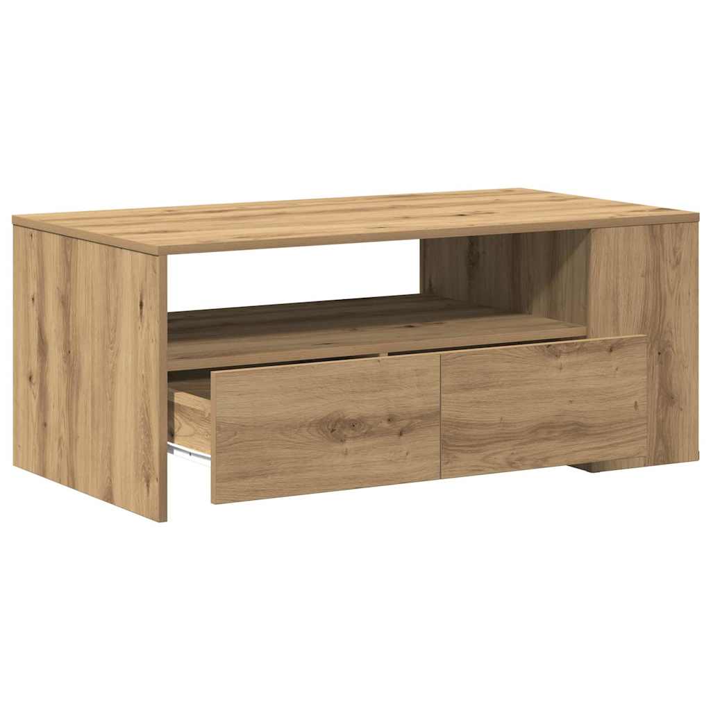 Table basse avec tiroir Chêne artisanal 102 x 55 x 43,5 cm - XIOS