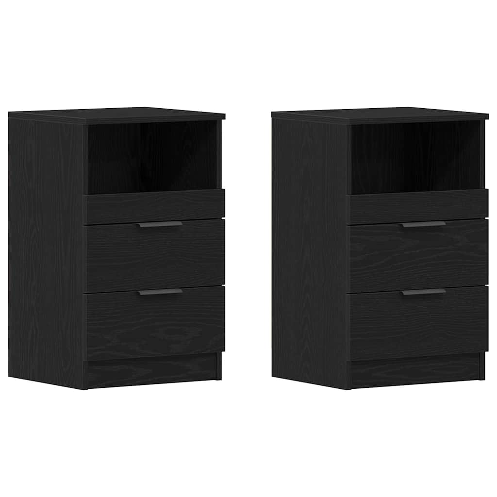 Cabinet de chevet avec tiroir 2 pcs Chêne noir 40 x 35 x 65 cm