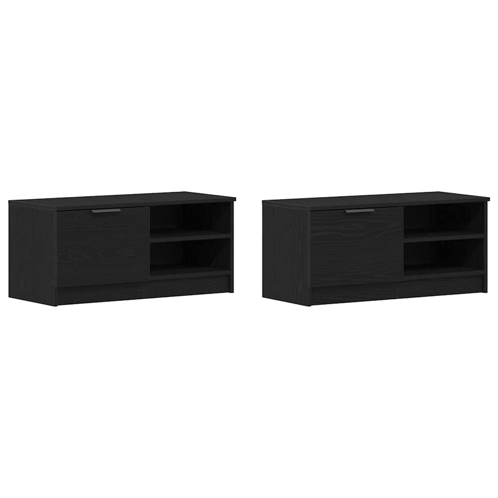 Meuble TV 2 pcs Noir 80 x 35 x 36.5 cm Bois d'ingénierie - XIOS