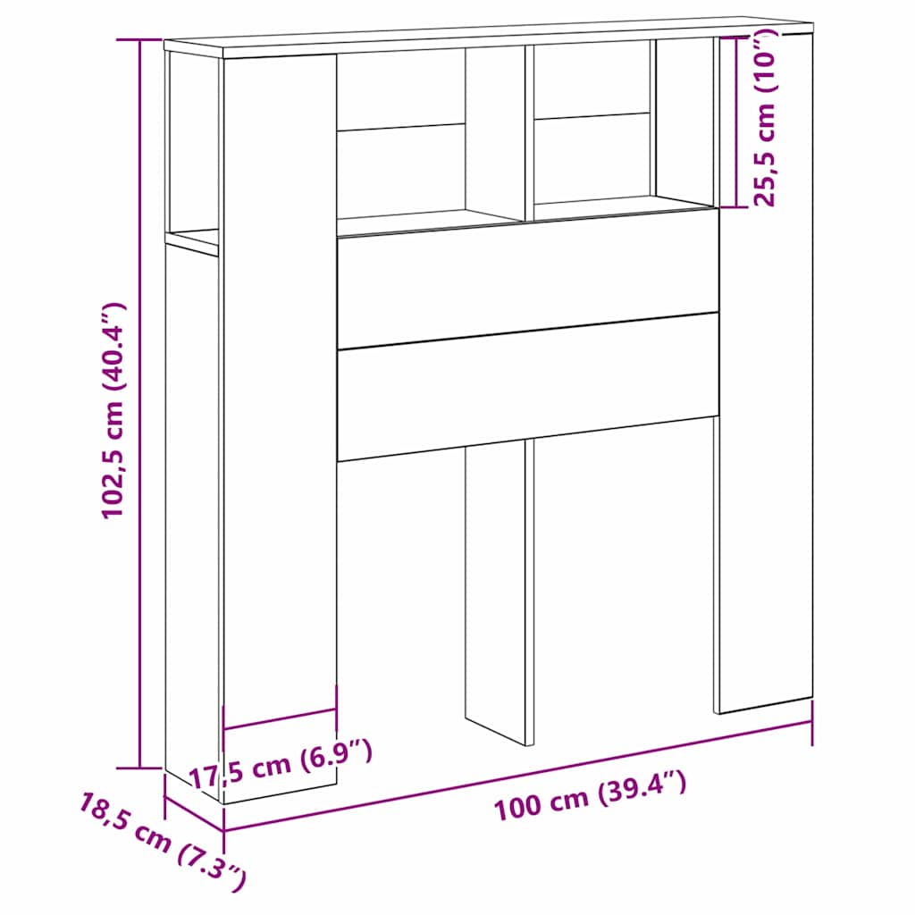 Cabinet de Tête de Lit Chêne noir 100 x 19 x 104.5 cm - XIOS