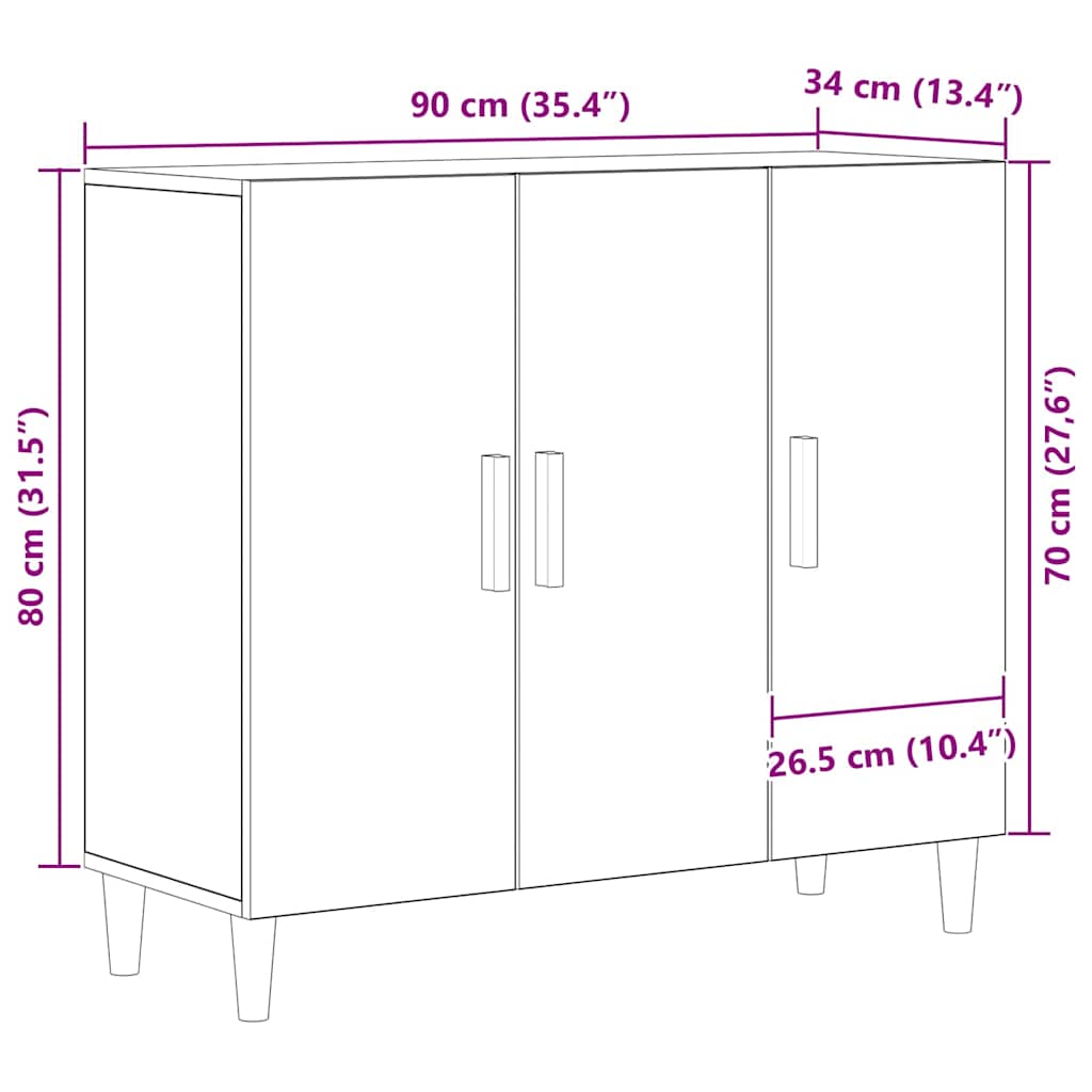 Buffet Noir 90 x 34 x 80 cm Bois d'ingénierie - XIOS