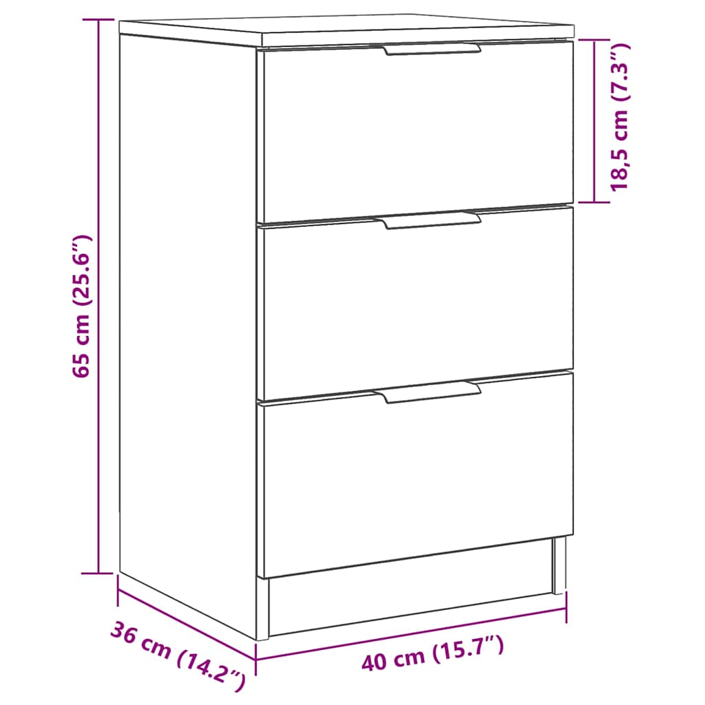 Cabinet de chevet Chêne noir 40 x 65 x 65 cm Bois d'ingénierie