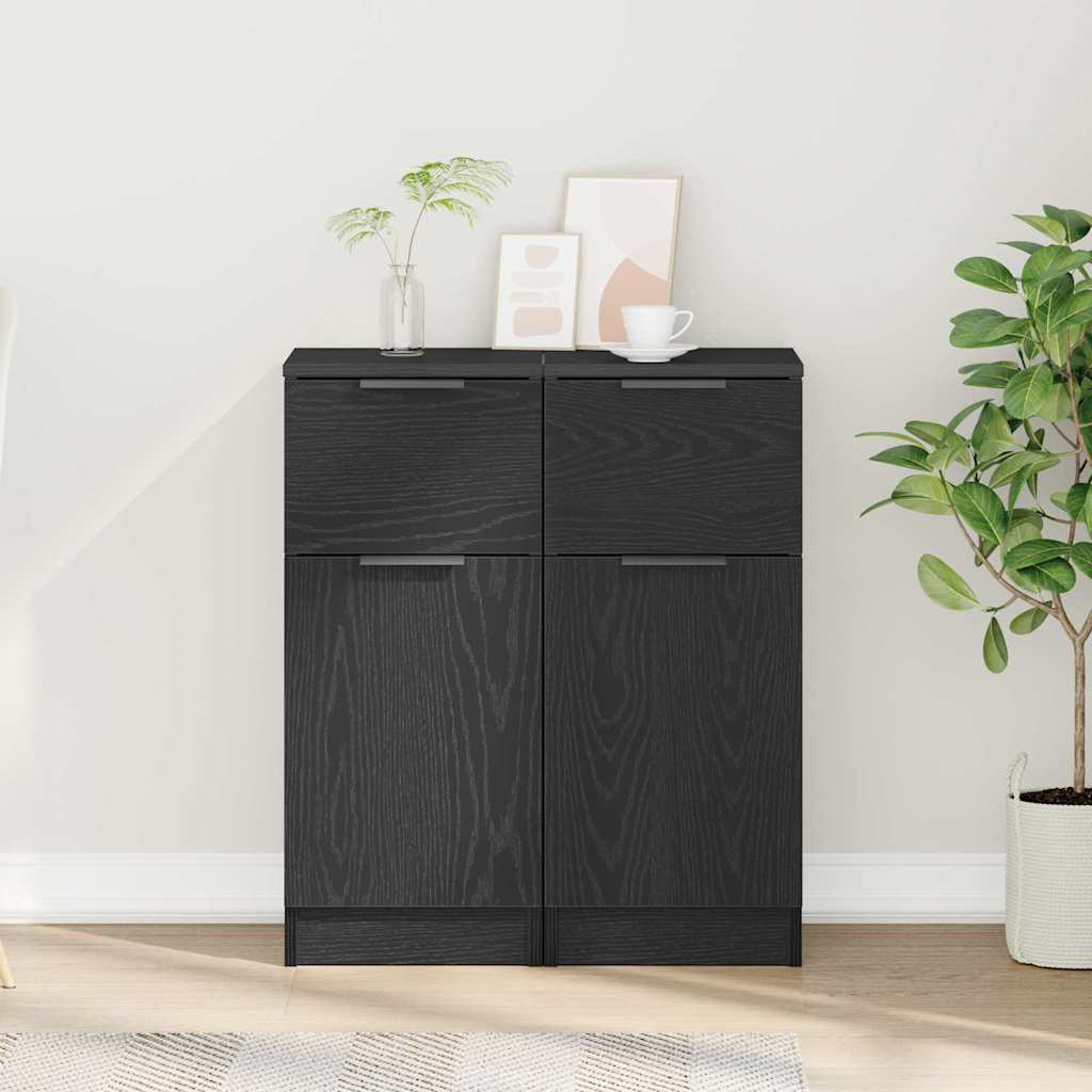 Buffet 2 pcs Chêne noir 30 x 30 x 70 cm Bois d'ingénierie - XIOS