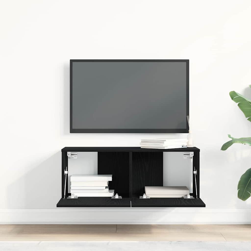 Meuble TV 2 pcs Chêne noir 80 x 30 x 30 cm Bois d'ingénierie - XIOS