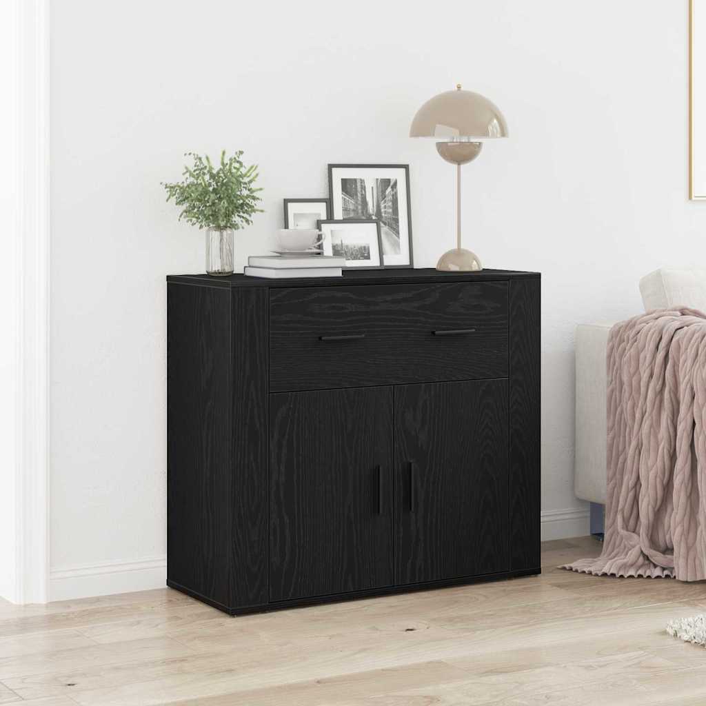 Buffet avec tiroir Chêne noir 80 x 33 x 70 cm Bois d'ingénierie - XIOS