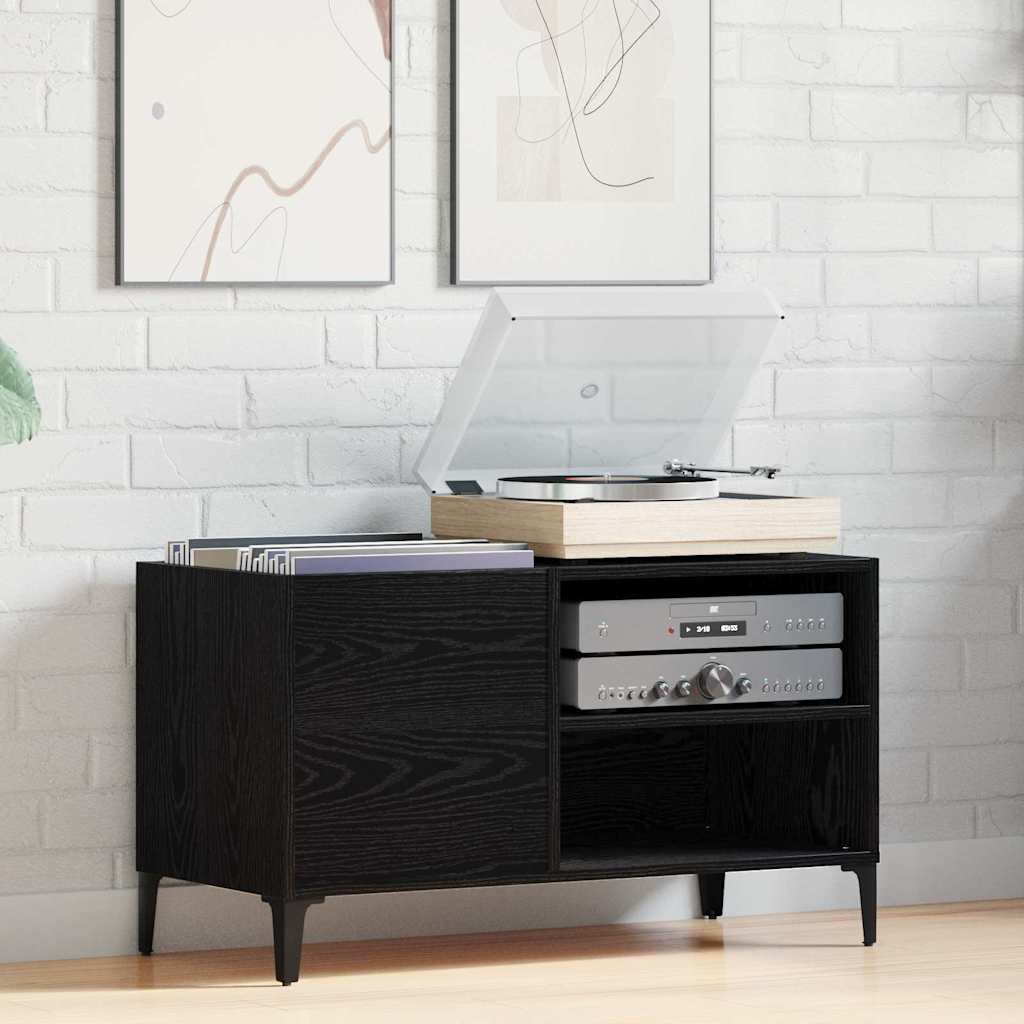Meuble à vinyles Chêne noir 84,5 x 38 x 48 cm Bois d'ingénierie - XIOS