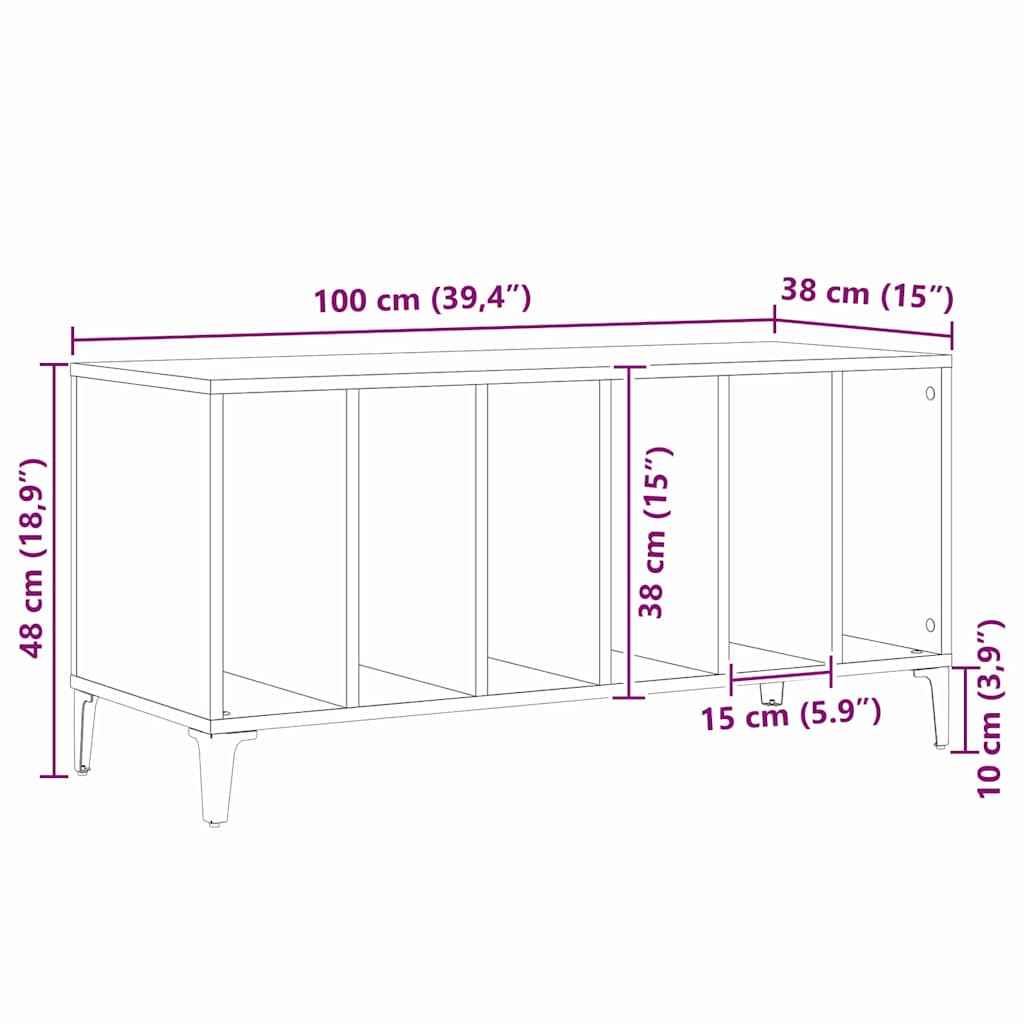 Meuble à vinyles Chêne noir 100 x 38 x 48 cm Bois d'ingénierie - XIOS