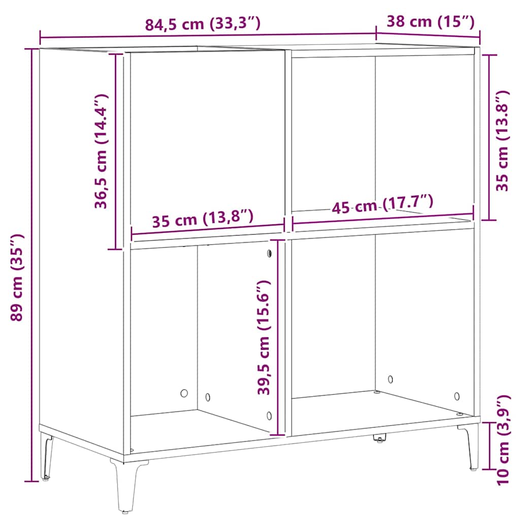 Meuble à vinyles Chêne noir 84.5 x 38 x 89 cm Bois d'ingénierie - XIOS
