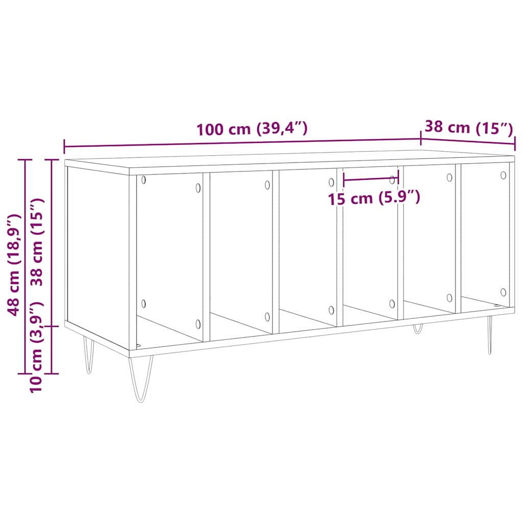 Meuble à vinyles Bois ancien 100 x 38 x 48 cm Bois d'ingénierie - XIOS