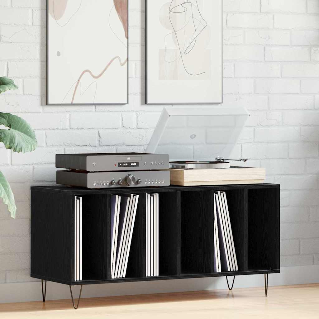 Meuble à vinyles Chêne noir 100 x 38 x 48 cm Bois d'ingénierie - XIOS