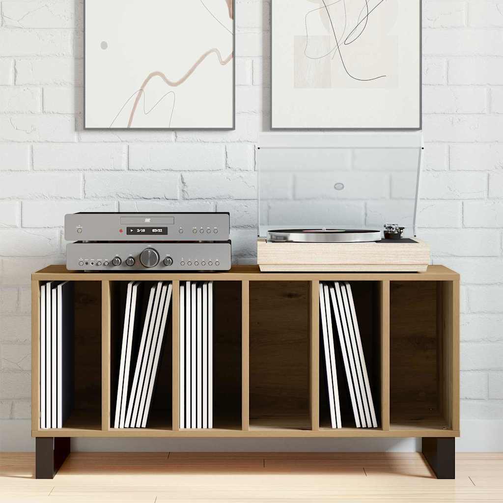 Meuble à vinyles chêne artisanal 100 x 38 x 48 cm