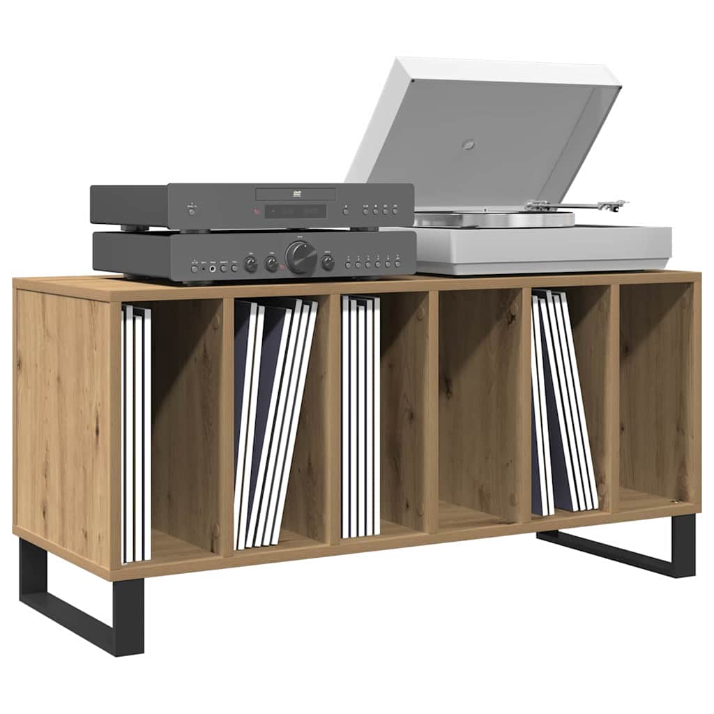 Meuble à vinyles avec étagère chêne artisanal 100 x 38 x 48 cm - XIOS