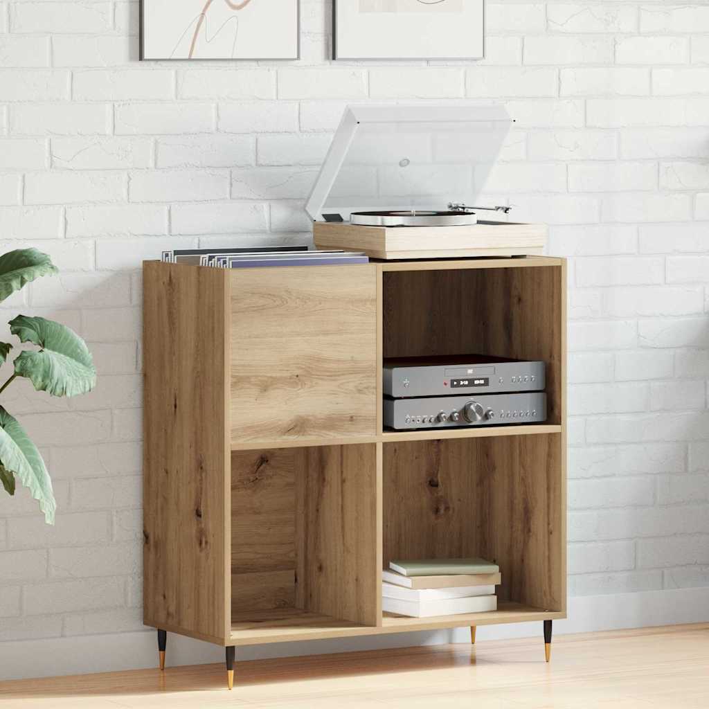 Meuble à vinyles avec étagère chêne artisanal 85 x 38 x 89 cm - XIOS