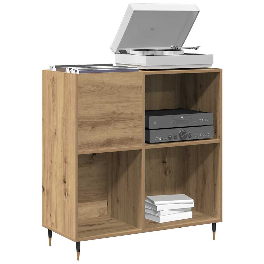 Meuble à vinyles avec étagère chêne artisanal 85 x 38 x 89 cm - XIOS