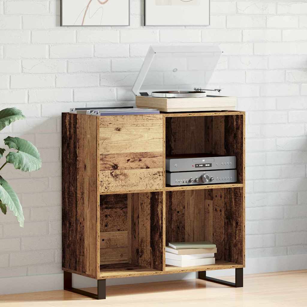 Meuble à vinyles avec étagère Bois ancien 84,5 x 38 x 89 cm - XIOS