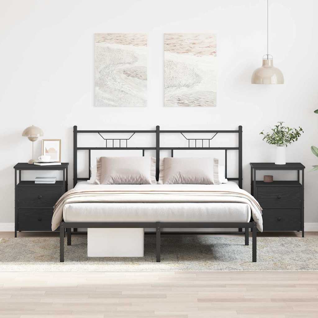 Cabinet de chevet avec tiroir 2 pcs Chêne noir 44 x 45 x 60 cm