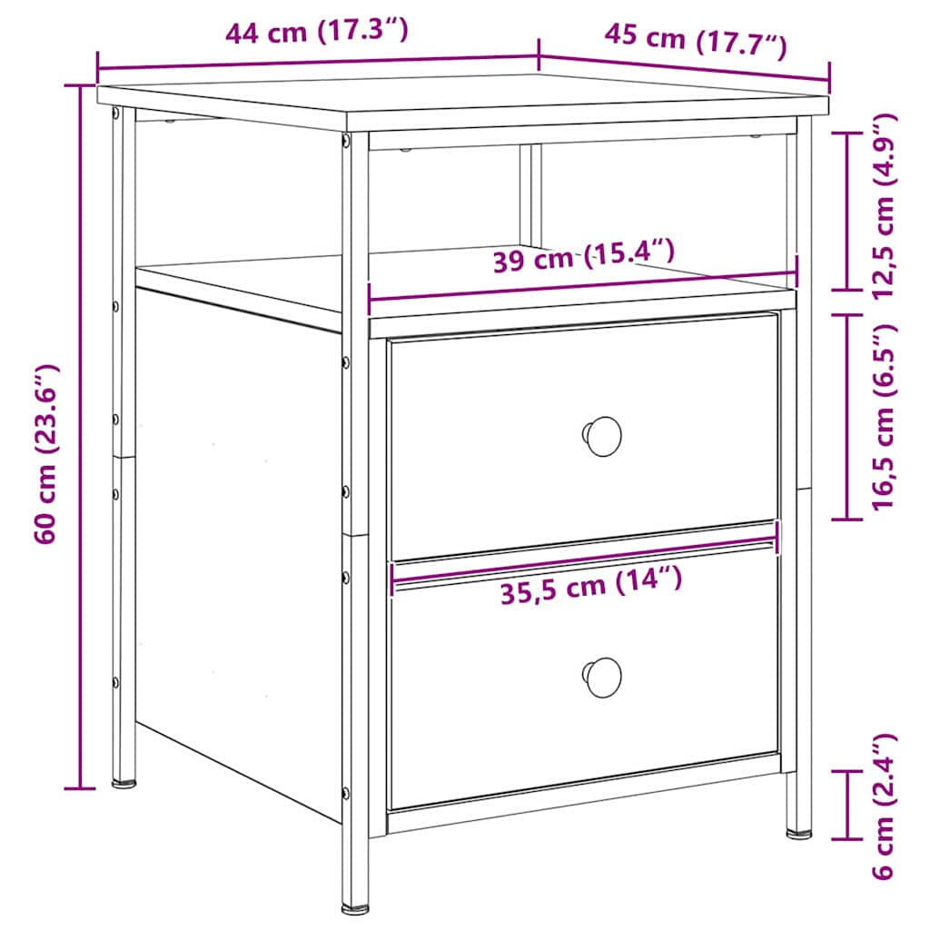 Cabinet de chevet 2 pcs Chêne noir 34 x 35,5 x 50 cm - XIOS