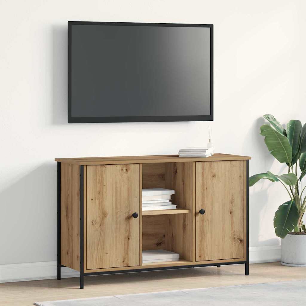 Meuble TV chêne artisanal 101 x 35 x 65 cm Bois d'ingénierie - XIOS