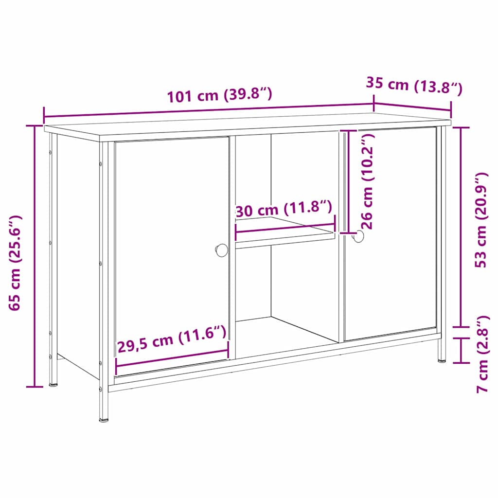 Meuble TV Chêne noir 101 x 35 x 65 cm Bois d'ingénierie - XIOS