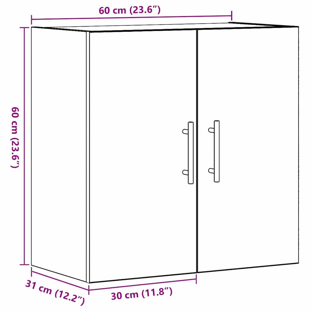 Meuble mural Chêne noir 60 x 31 x 70 cm Bois d'ingénierie - XIOS
