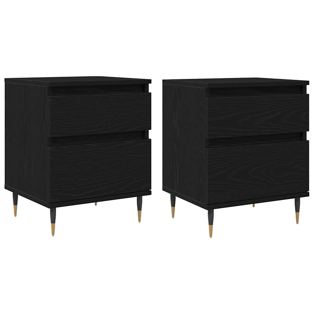Cabinet de chevet avec tiroir 2 pcs Chêne noir 40 x 35 x 50 cm
