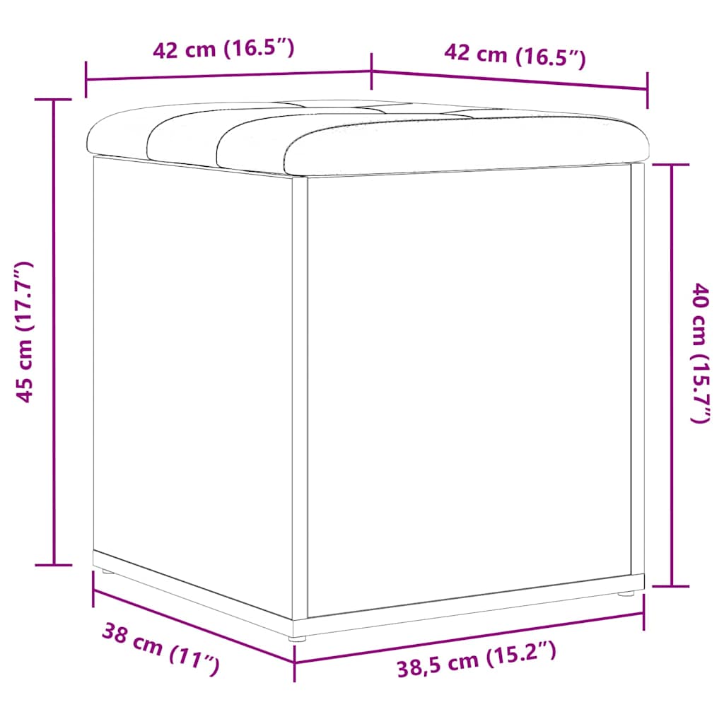 Banc de Rangement Chêne noir 42 x 42 x 45 cm Bois d'ingénierie - XIOS