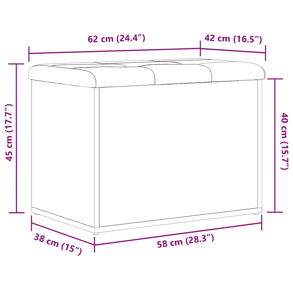 Banc de Rangement Chêne noir 62 x 42 x 45 cm Bois d'ingénierie - XIOS