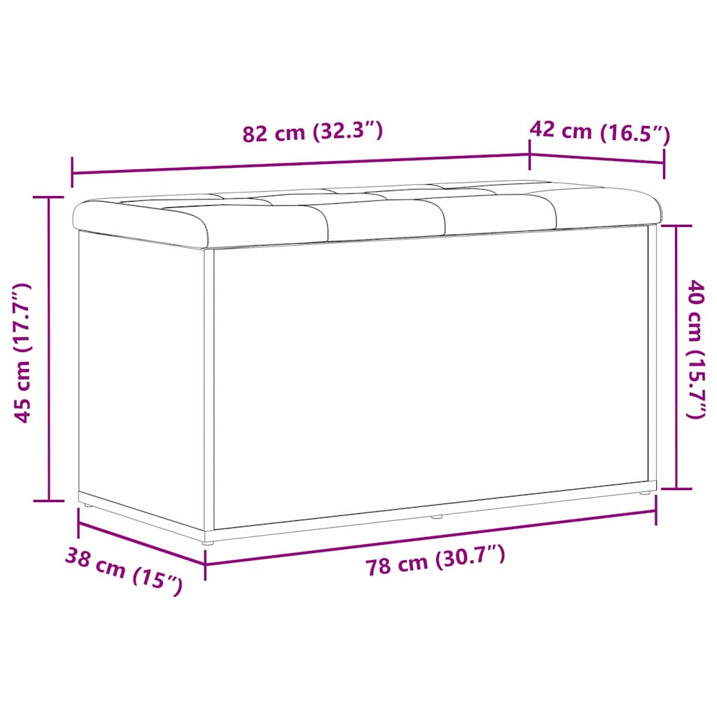 Banc de Rangement Chêne noir 82 x 42 x 45 cm Bois d'ingénierie - XIOS