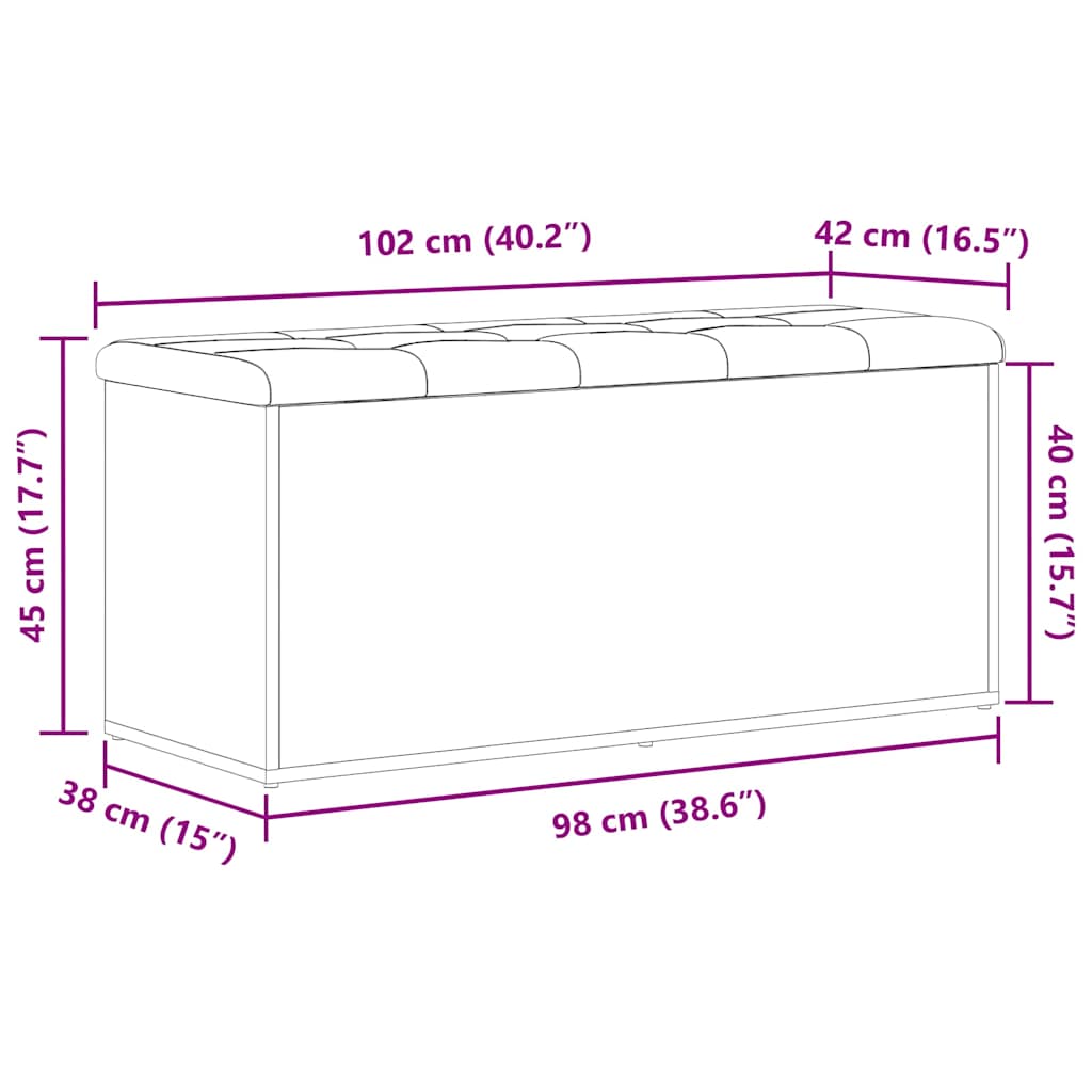 Banc de Rangement Chêne noir 102 x 42 x 45 cm Bois d'ingénierie - XIOS