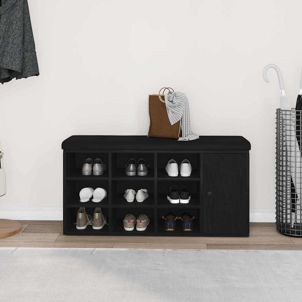 Banc à chaussures Noir 100 x 30 x 48 cm Bois d'ingénierie - XIOS