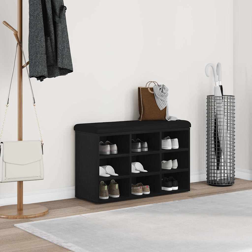 Banc à chaussures Noir 82 x 32 x 50 cm Bois d'ingénierie - XIOS
