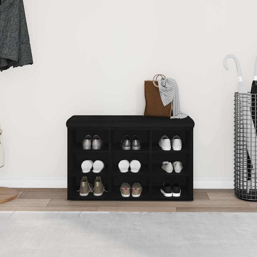 Banc à chaussures Noir 80 x 30 x 48 cm Bois d'ingénierie - XIOS