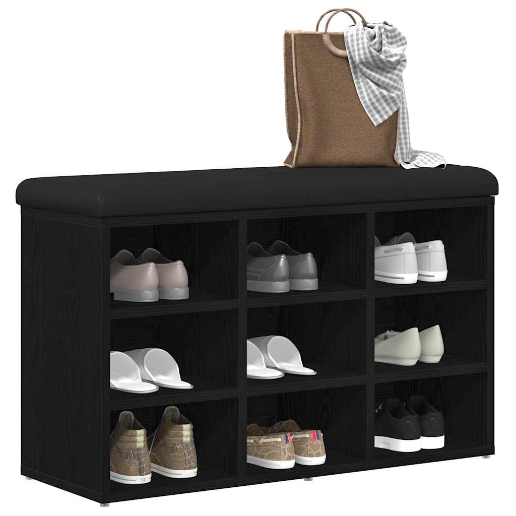 Banc à chaussures Noir 82 x 32 x 50 cm Bois d'ingénierie - XIOS