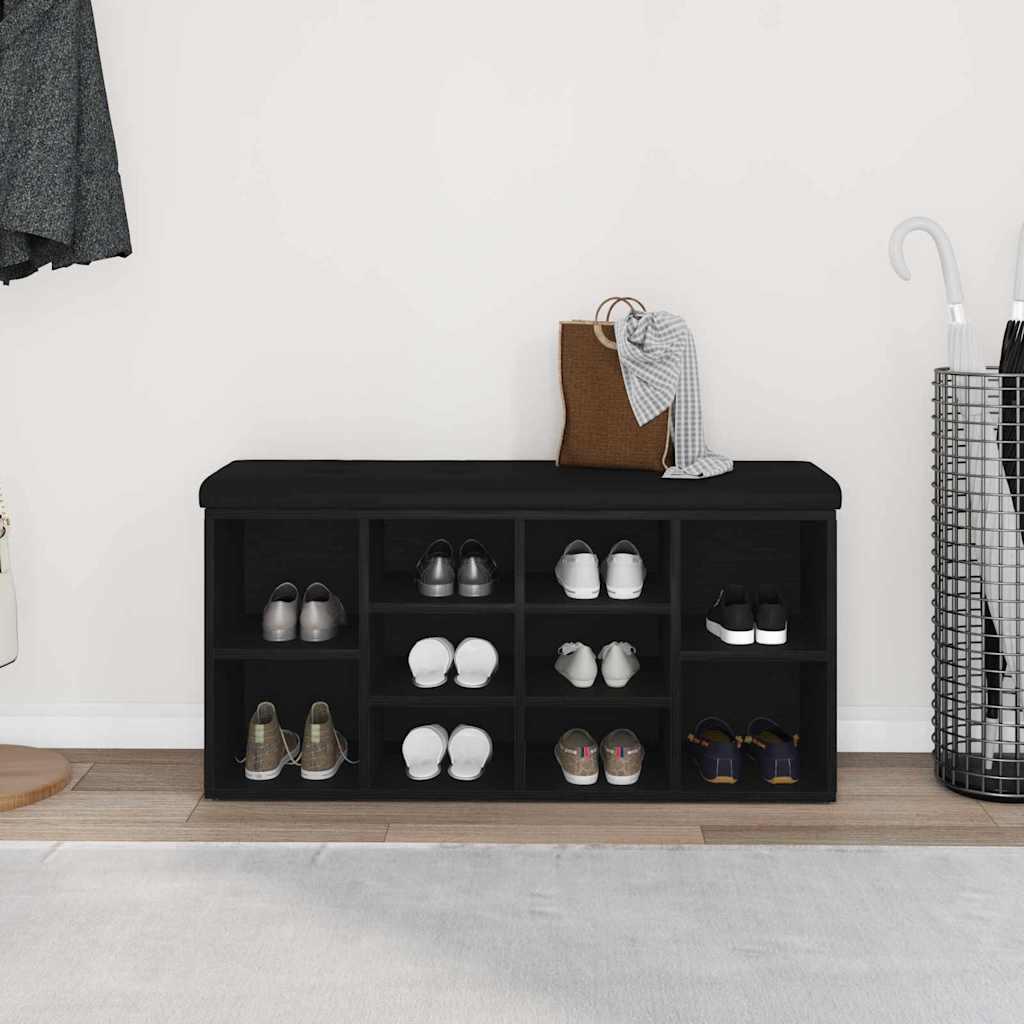 Banc à chaussures Noir 100 x 30 x 48 cm Bois d'ingénierie - XIOS
