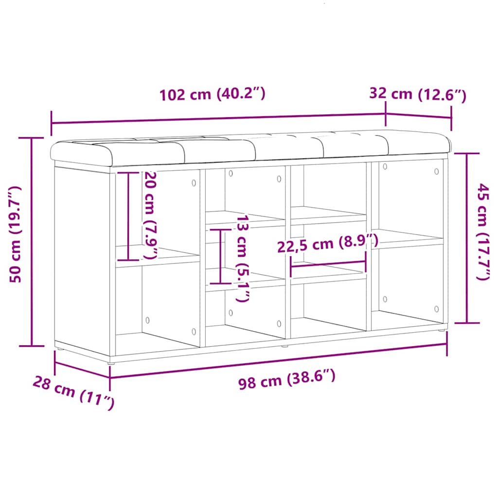 Banc à chaussures Noir 100 x 30 x 48 cm Bois d'ingénierie - XIOS